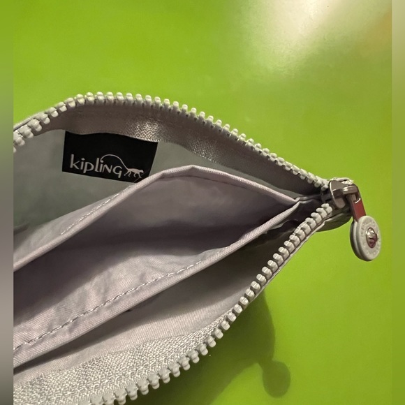 KIPLING Green Barto East West Zipper top Pouch cosmetic bag makeup organizer New - Picture 2 of 6